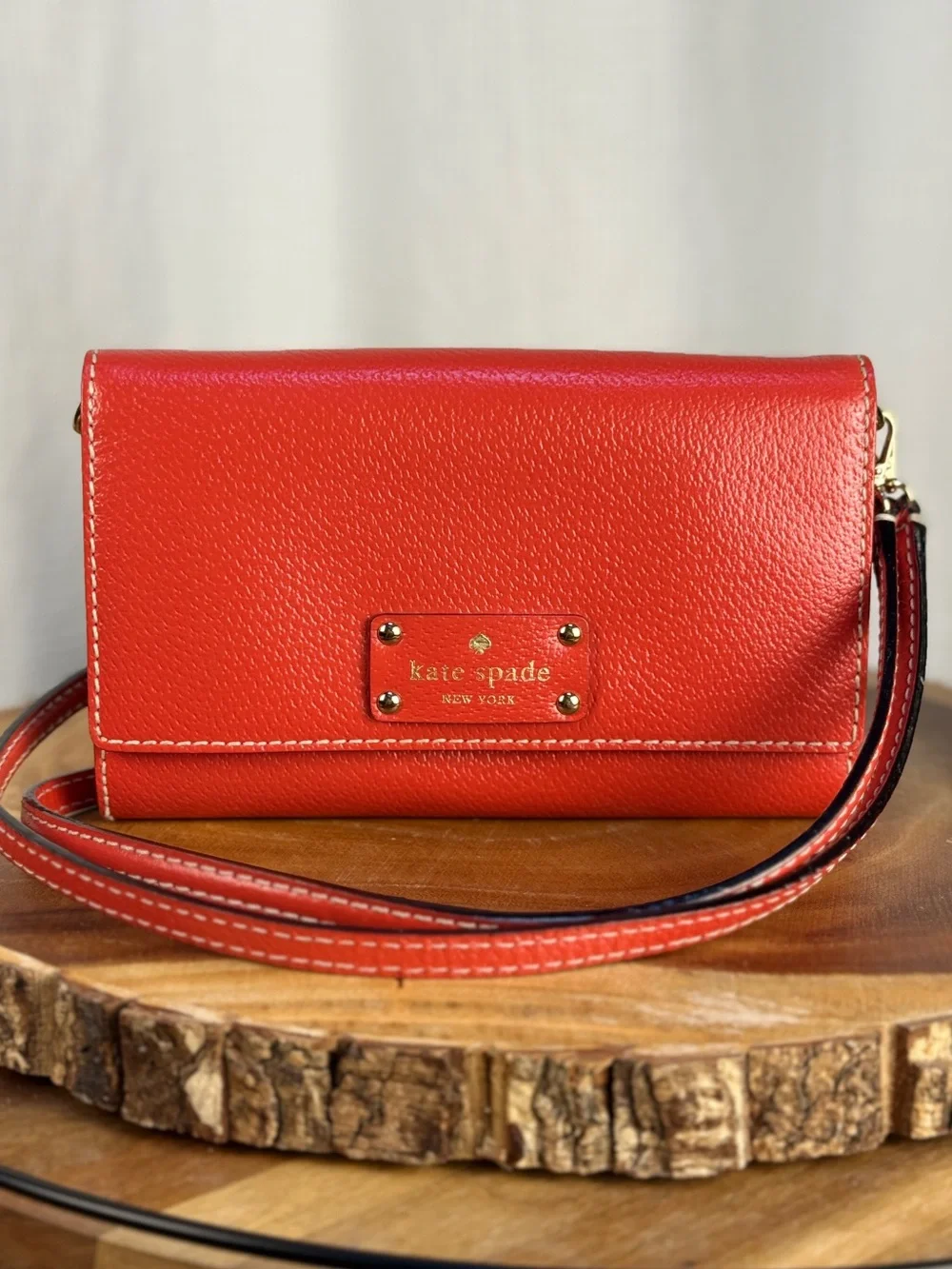 Kate Spade Red Pebbled Leather Crossbody Clutch - Like New! NWOT